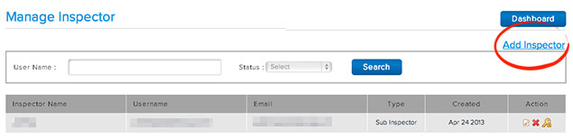 Add New Inspector